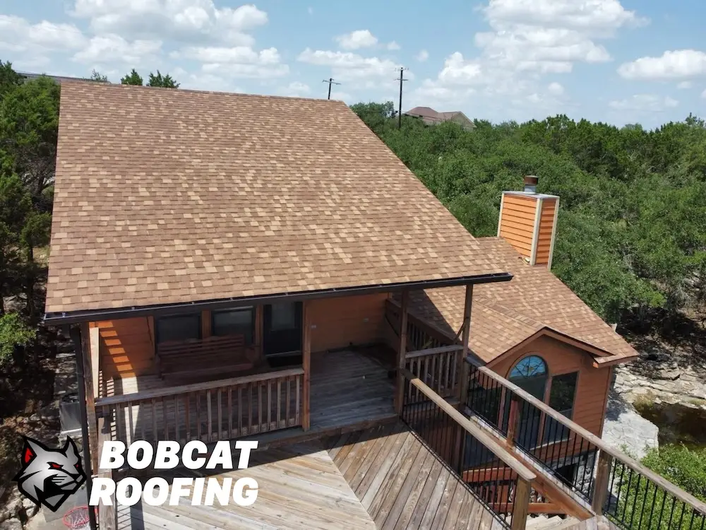 aerial view of a completed roof job